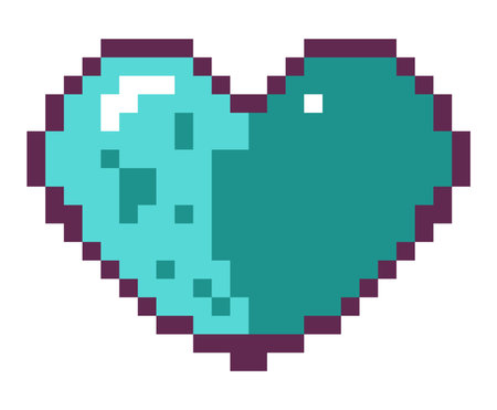 Pixelated heart, 8 bit game design and interfaceのイラスト素材