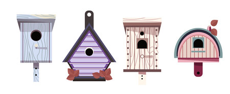 Bird feeder, wooden birdhouse for winter seasonのイラスト素材
