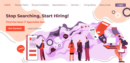 Stop searching, start hiring, find best IT workerのイラスト素材