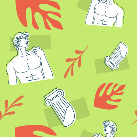 Ancient greek and roman culture, sculpture artのイラスト素材