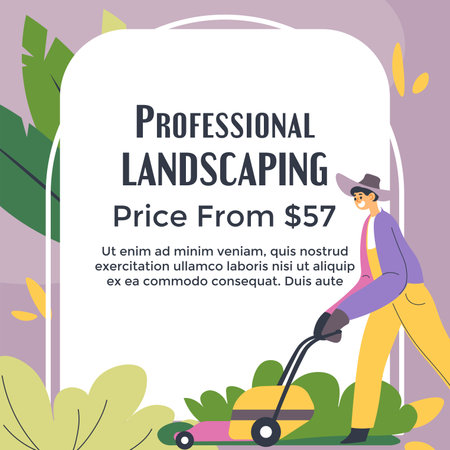 Professional landscaping, price from 57 dollarsのイラスト素材