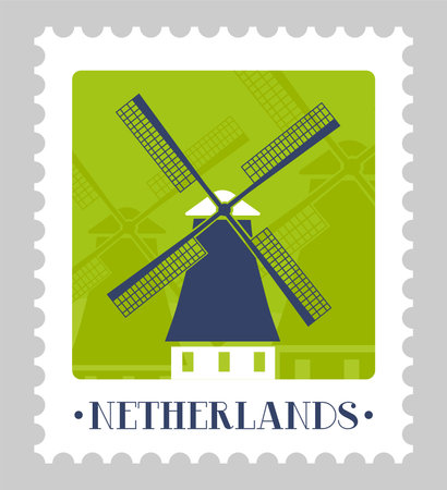 Netherlands postal mark or postcard with millのイラスト素材