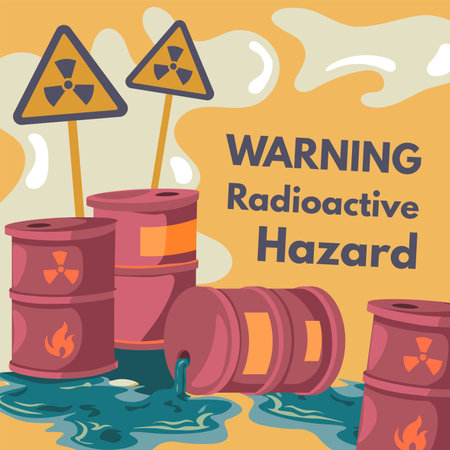 Warning radioactive hazard, waste contaminationのイラスト素材
