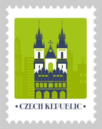 Czech republic postal mark or card with sightのイラスト素材
