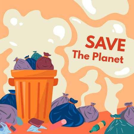 Save planet, pollution and waste on landfillsのイラスト素材