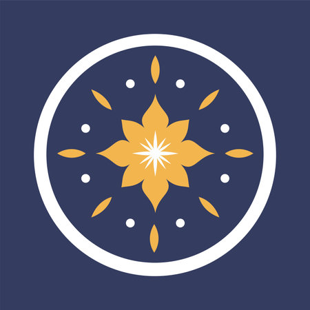 Star or blooming flower in circle, xmas printのイラスト素材