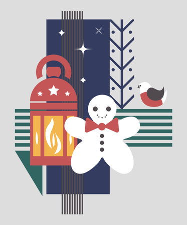 Christmas and new year celebration, winter holidayのイラスト素材