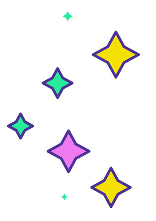 Simple shining stars shapes, glowing and gloss