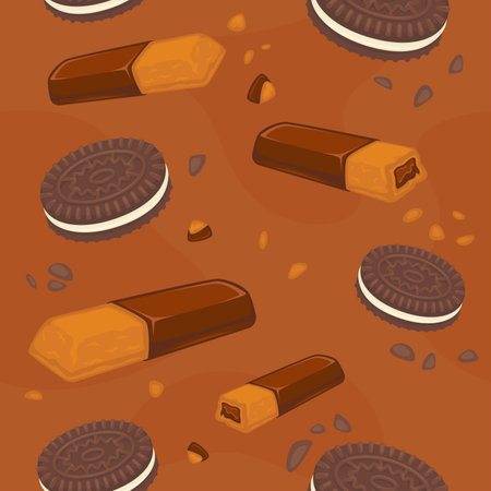 Cookies and biscuits with chocolate and creamのイラスト素材