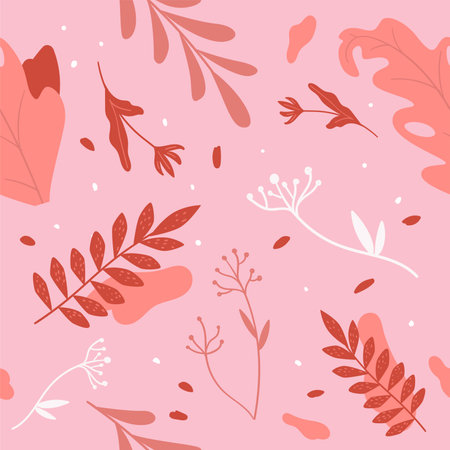 Nature and botany plants, foliage and leaves printのイラスト素材