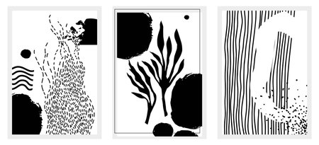 Abstract hand drawn prints, floral pattern motifのイラスト素材
