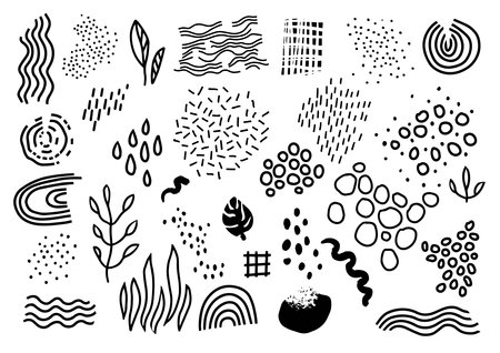Flora and drops, abstract drawing and circlesのイラスト素材