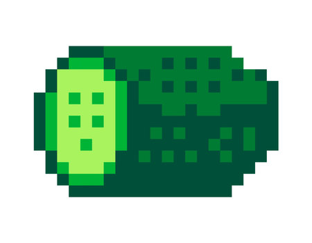 Vegetable pixelated cucumber cut in piece vectorのイラスト素材