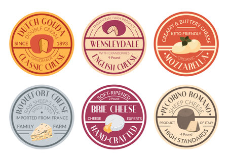 Traditional gourmet cheese packaging label setのイラスト素材