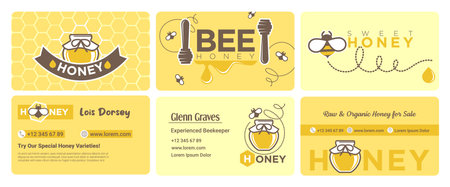 Business card set for local organic honey saleのイラスト素材