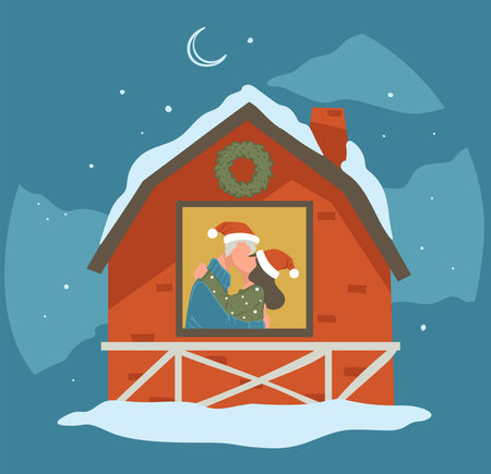 Building covered with snow, winter season vectorのイラスト素材