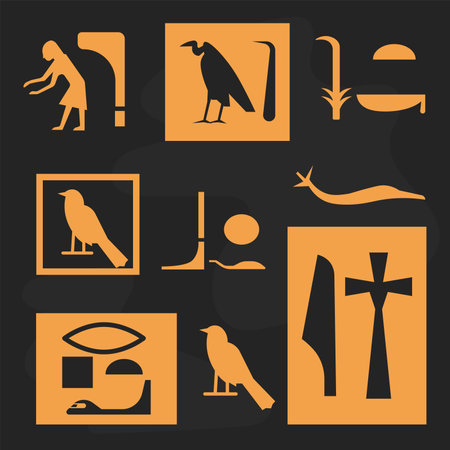 Ancient Hieroglyphs old civilization print vectorのイラスト素材