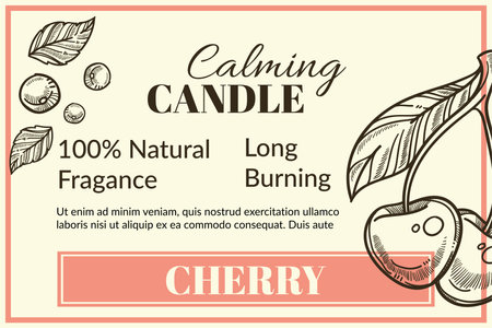 Calming candle, cherry scent natural fragranceのイラスト素材