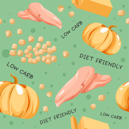 Low carb and diet friendly dishes and productsのイラスト素材