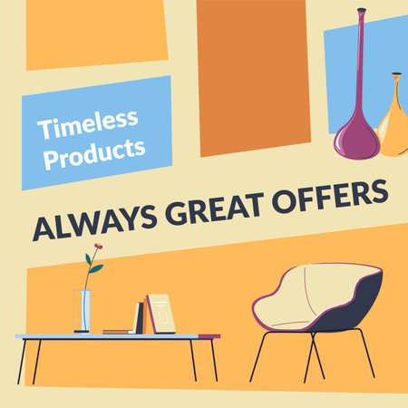 Always great offers timeless products furnitureのイラスト素材
