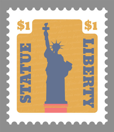 American Liberty Statue, post mark with priceのイラスト素材