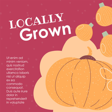 Locally grown products, organic natural pumpkinsのイラスト素材