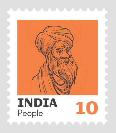 India famous people, postal mark for letter vectorのイラスト素材