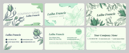 Template business card design set with magnoliaのイラスト素材