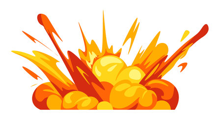 Explosions and burst effect with fire and wave