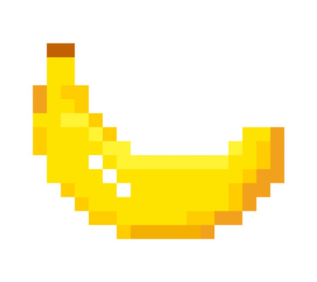 Ripe banana fruit, pixelated design for 8 bit gameのイラスト素材