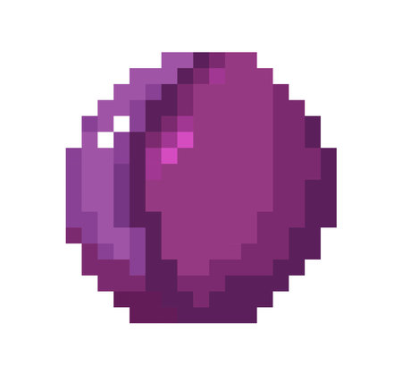Pixelated plum fruit, ripe berry 8 bit artworkのイラスト素材