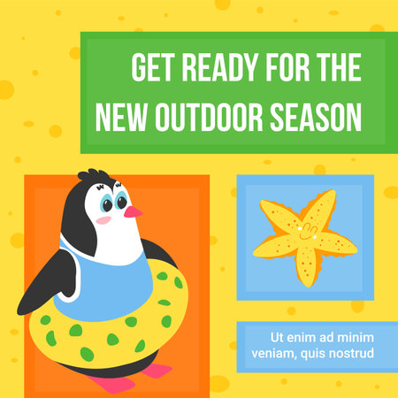 Get ready for new outdoors season, swimming poolのイラスト素材