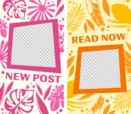 New post, read now, transparent frames for mediaのイラスト素材