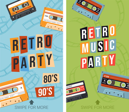 Retro party invitation or advertisement bannerのイラスト素材