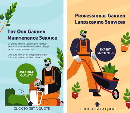 Professional garden landscaping services bannerのイラスト素材
