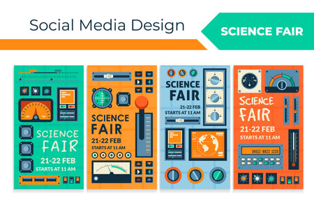 Social media design set for science fair promoのイラスト素材