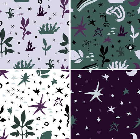 Abstract backgrounds with foliage and flora designのイラスト素材