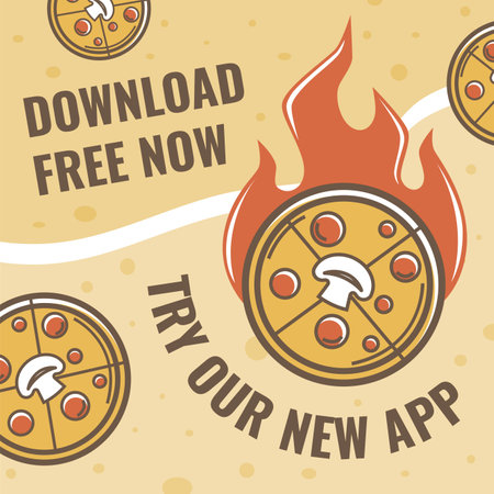 Download application for pizza delivery serviceのイラスト素材