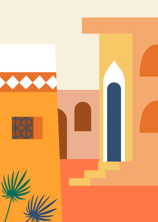Cityscape of old city with buildings architectureのイラスト素材