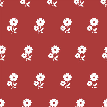 Print with blooming flower on stems, seamlessのイラスト素材