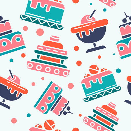 Dessert and cakes, ice cream with cherry pattern