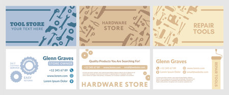 Business card design set for tool store advertisingのイラスト素材