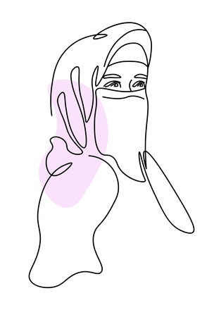 Woman wearing hijab and veil covering face vectorのイラスト素材