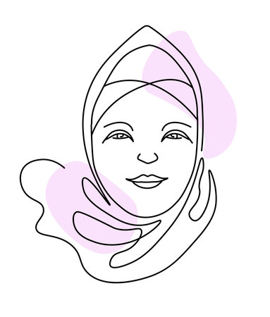 Smiling female character portrait, woman in hijabのイラスト素材