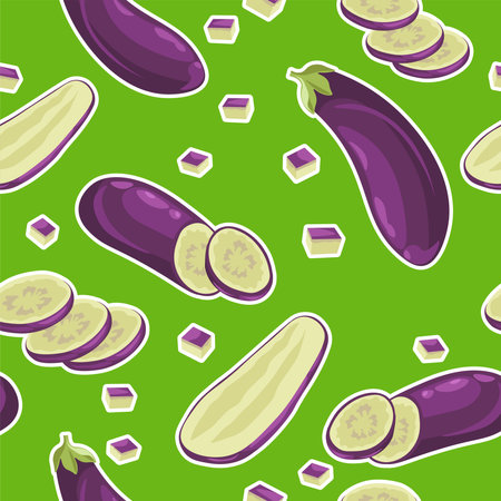 Organic aubergine vegetable, veggies slices vectorのイラスト素材