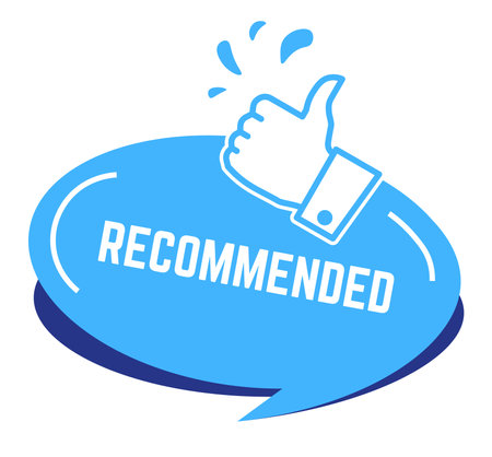 Recommended banner with thumb up, best choiceのイラスト素材