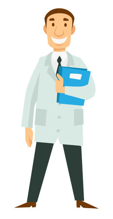 Therapist or physician doctor in robe medical worker isolated characterのイラスト素材