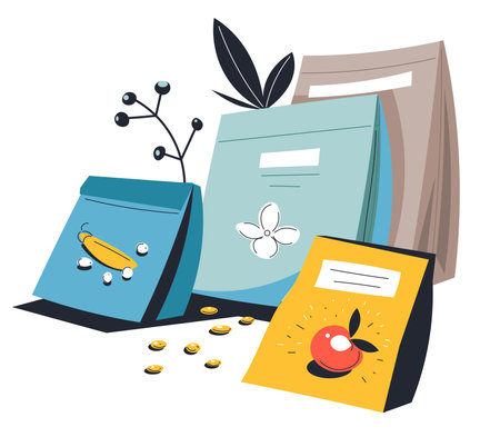 Seeds and agricultural crops for farming gardeningのイラスト素材