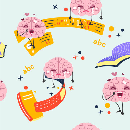 Brain character crying and lovable personagesのイラスト素材
