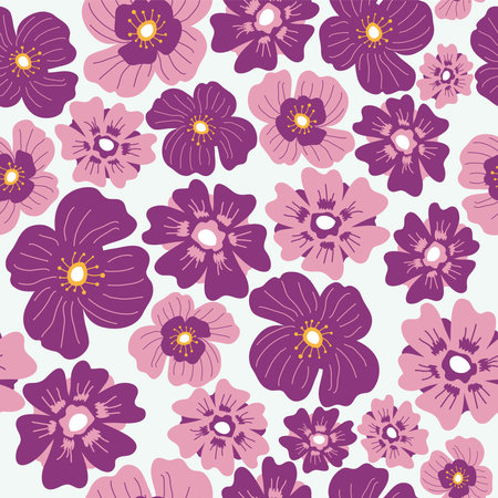 Blooming flowers seamless pattern print vectorのイラスト素材